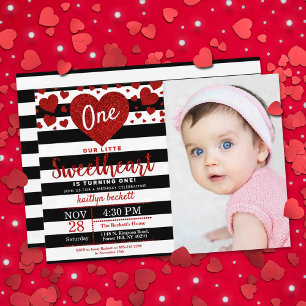 Little Sweetheart Valentine's Day Birthday Photo Invitation