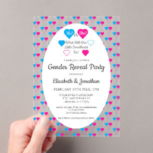 Little Sweetheart Valentine's Day Gender Reveal Acrylic Invitations