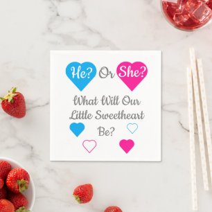 Little Sweetheart Valentine's Day Gender Reveal Napkin