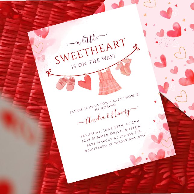  Little Sweetheart Valentines Girl Baby Shower Invitation (Creator Uploaded)