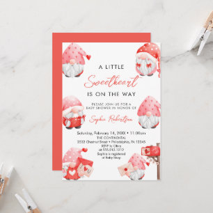Little Sweetheart Valentine's  gnome Baby Shower Invitation