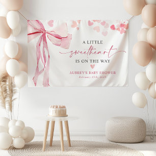 Little Sweetheart Valentine's Pink Bow Baby Shower Banner