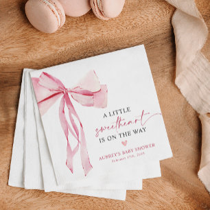 Little Sweetheart Valentine's Pink Bow Baby Shower Napkin