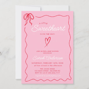 Little Sweetheart Valentines Pink Red Baby Shower Invitation