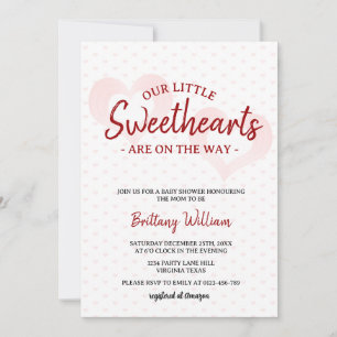 Little Sweetheart Valentines Twin Baby Shower Invitation