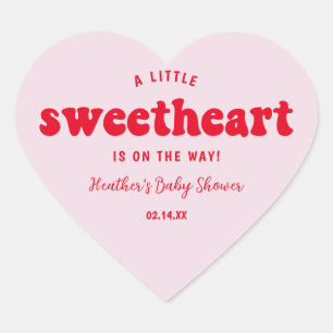 Little Sweetheart Valentines's Day Baby Shower Heart Sticker