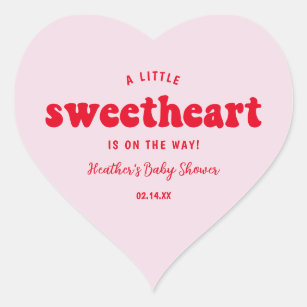 Little Sweetheart Valentines's Day Baby Shower Heart Sticker