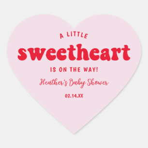 Little Sweetheart Valentines's Day Baby Shower Heart Sticker