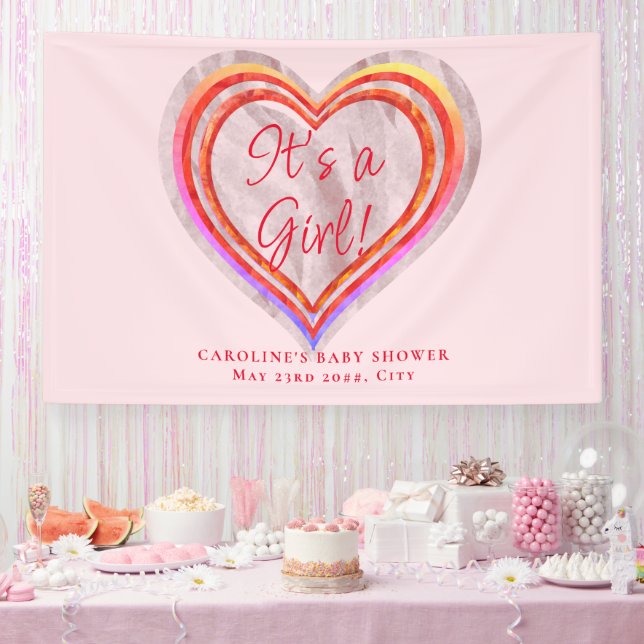 Little Sweetheart  Watercolor Baby Girl Shower Banner (Party)