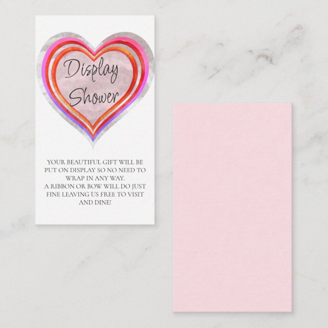 Little Sweetheart Watercolor Display Baby Shower Enclosure Card (Front/Back)