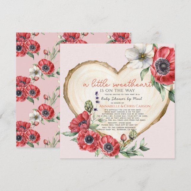 Little Sweetheart Wood Slice Baby Shower by Mail I Invitation (Front/Back)