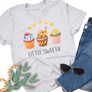 Little Sweetie Bright Colours Watercolor Cupcakes T-Shirt