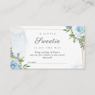 Little Sweetie Elegant Blue Botanical Baby Shower Enclosure Card