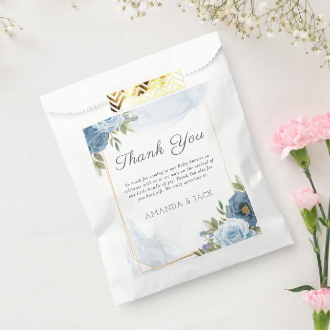 Little Sweetie Elegant Blue Botanical Baby Shower Favour Bags (Sealed)