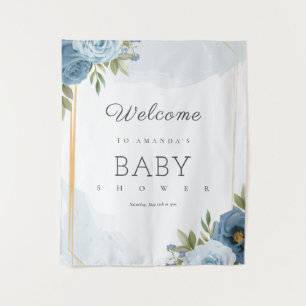 Little Sweetie Elegant Blue Botanical Baby Shower Tapestry