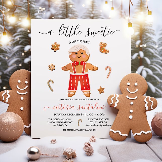 Little Sweetie Gingerbread Boy Baby Shower Invitation (Creator Uploaded)