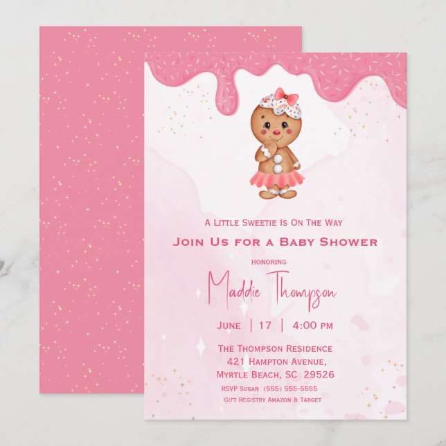 Little Sweetie Gingerbread Christmas Baby Shower   Invitation (Front/Back)