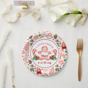 Little Sweetie Gingerbread Christmas Baby Shower Paper Plate