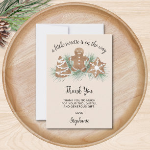 Little Sweetie Gingerbread Christmas Baby Shower Thank You Card