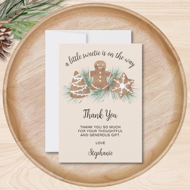 Little Sweetie Gingerbread Christmas Baby Shower  Thank You Card (Creator Uploaded)