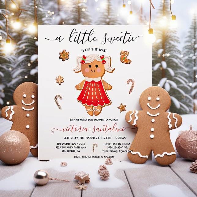 Little Sweetie Gingerbread Girl Baby Shower Invitation (Creator Uploaded)