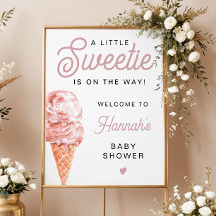 Little Sweetie Ice Cream Baby Shower Welcome Poster