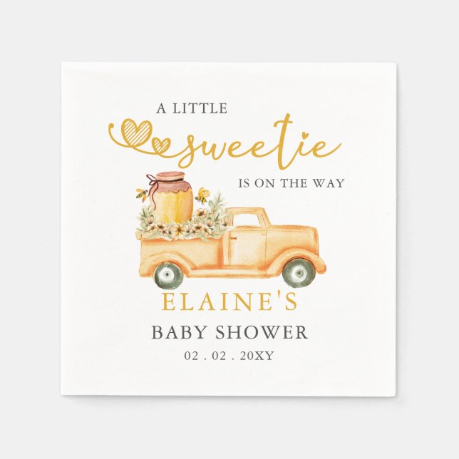 Little Sweetie Is On The Way Honeybee Baby Shower  Napkin (Front)