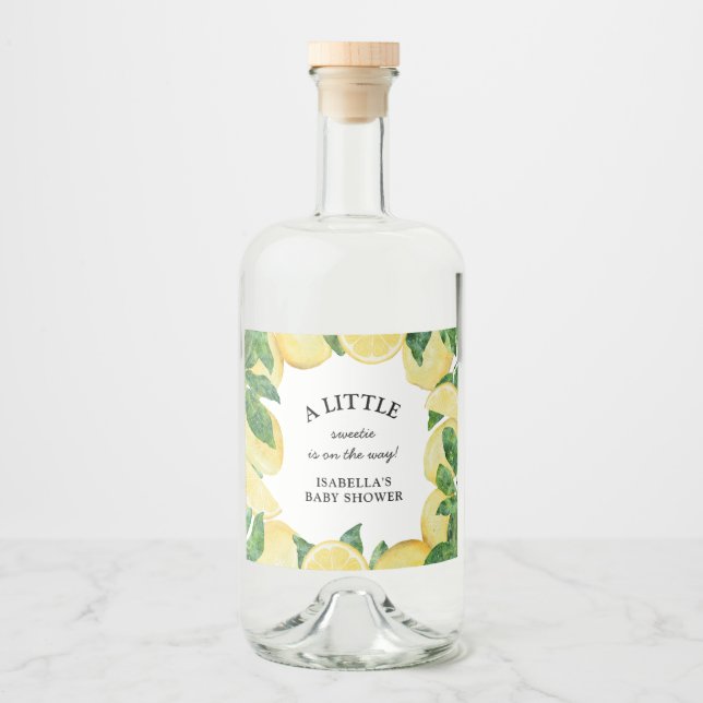 Little Sweetie Lemon Baby Shower  Liquor Bottle Label (Front)