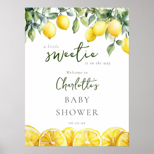 Little Sweetie Lemon Baby Shower Welcome Sign (Front)