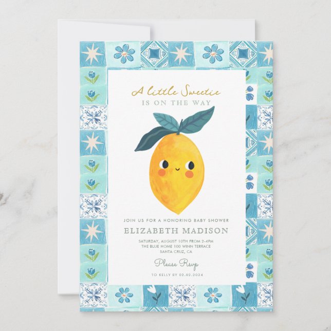 Little Sweetie Lemon Citrus  Baby Shower Invitation (Front)