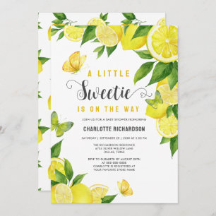 Little Sweetie Lemon Citrus Butterfly Baby Shower Invitation