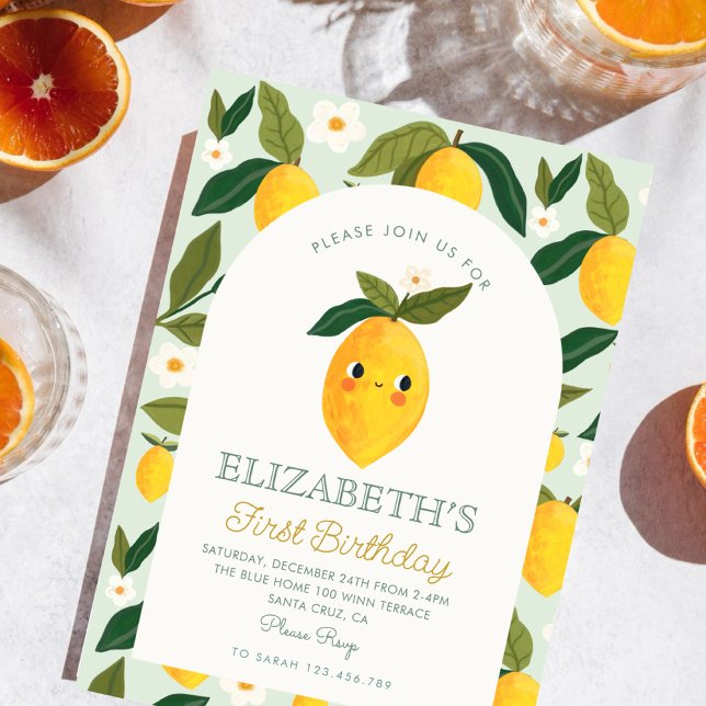 Little Sweetie Lemon is turning One Birthday Invitation (Creator Uploaded)