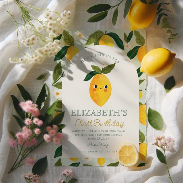 Little Sweetie Lemon is turning One Birthday Invitation (Creator Uploaded)