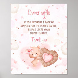 Little Sweetie Pink Baby Shower Diaper Raffle Sign