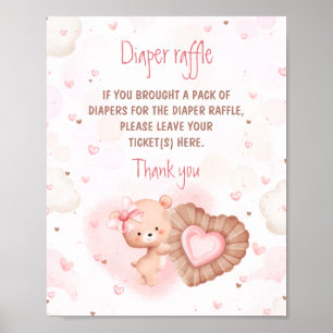 Little Sweetie Pink Baby Shower Diaper Raffle Sign