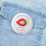 Little Sweetie Strawberry Baby Shower 6 Cm Round Badge<br><div class="desc">These buttons are perfect for anyone having a baby shower this year. This design is easy to personalise with your special event wording and your guests will be thrilled when they see these fabulous party buttons. Matching items can be found in the collection.</div>