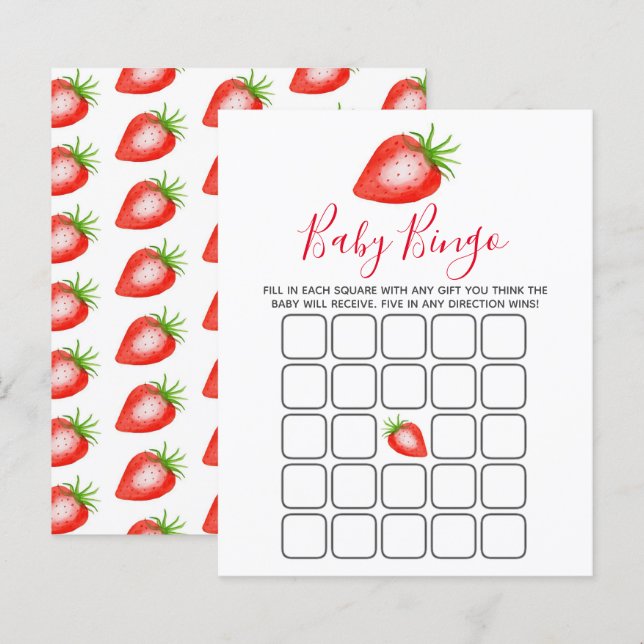 Little Sweetie Strawberry Baby Shower Bingo (Front/Back)