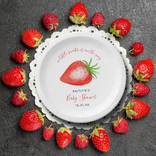 Little Sweetie Strawberry Baby Shower Paper Plate