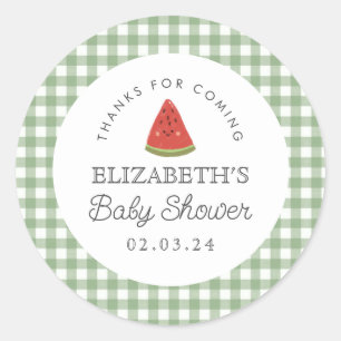 Little sweetie Watermelon Baby shower  Classic Round Sticker