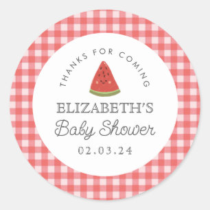 Little sweetie Watermelon Baby shower  Classic Round Sticker