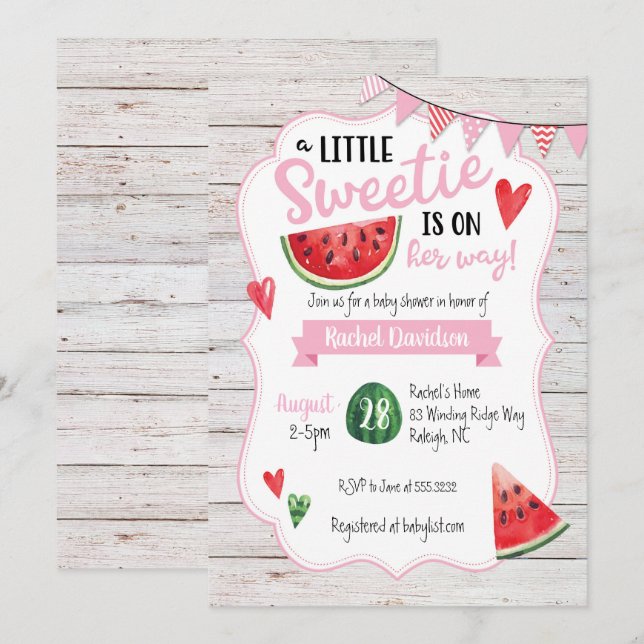 Little Sweetie Watermelon Baby Shower Invitation (Front/Back)