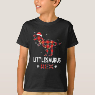 Little T-Rex Red Plaid Buffalo Christmas Dinosaur T-Shirt