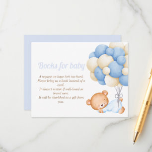 Little Teddy Balloon Baby Shower Books for baby Enclosure Card