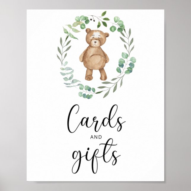 little teddy bear cards and gifts baby shower poster (Front)
