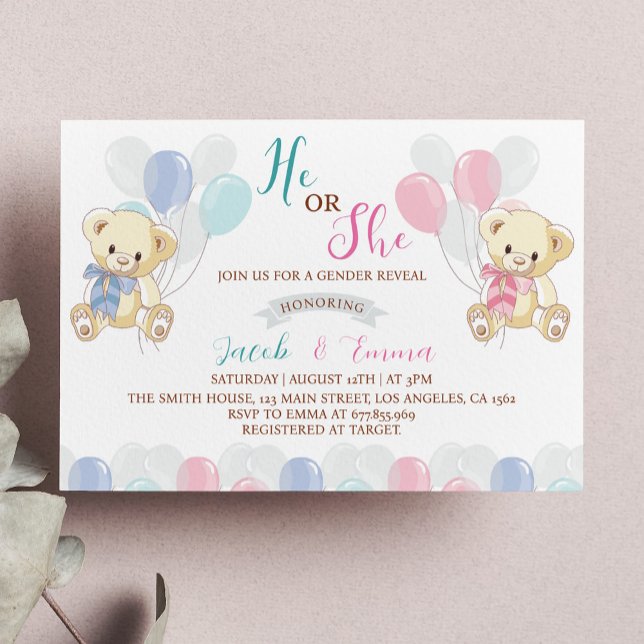 Little Teddy Bear Gender Reveal Invitation  (Creator Uploaded)