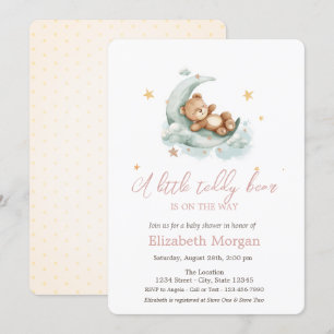 Little Teddy Bear Moon Stars Baby Shower Invitation