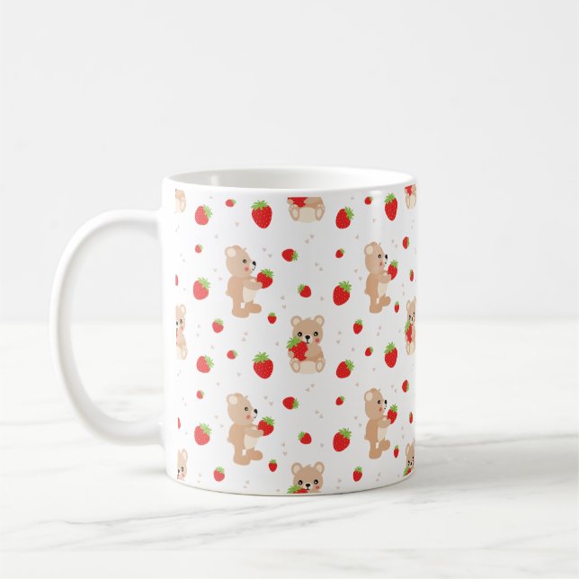 Little teddy bear with berry coffee mug (Left)
