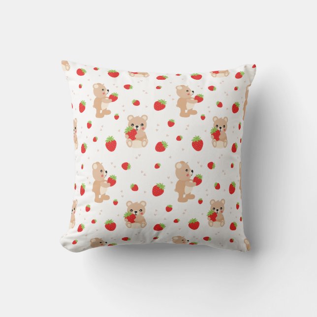 Little teddy bear with berry cushion (Front)