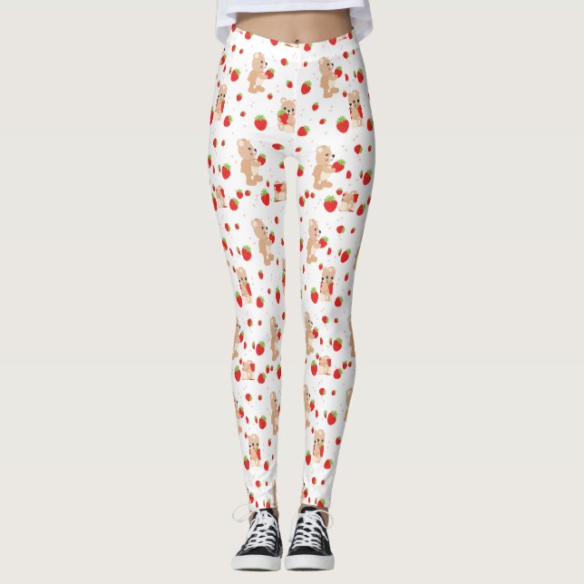 Little teddy bear with berry leggings (Front)
