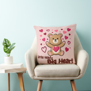 "Little Teddy Big Heart" Cute Bear Light Pink Thro Cushion